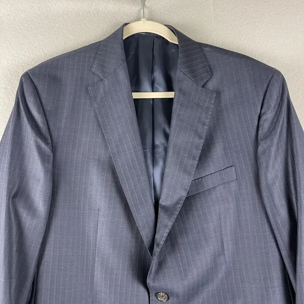 Daniel Cremieux Loro Piana Wool Blazer Sport Coat Men 43R Blue Striped Super 130
